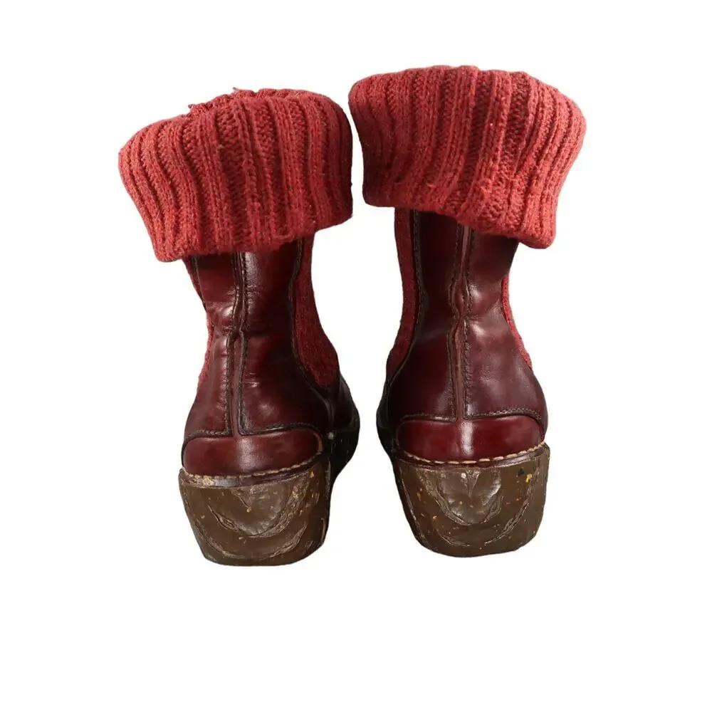 El Naturalista Shoes Womens 40 Boots Leather Knit Pull On Comfort N097 Yggdrasil